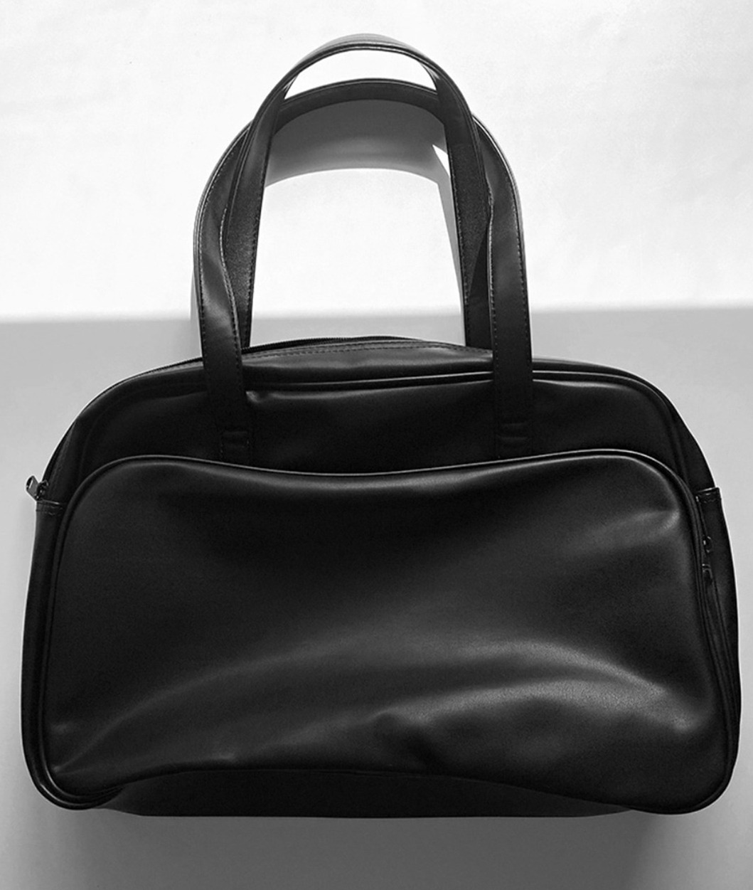[HQ] blank big leather shoulder bag (black)
