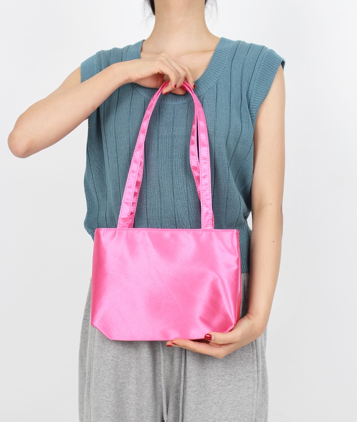 glossy satin mini tote bag (pink)