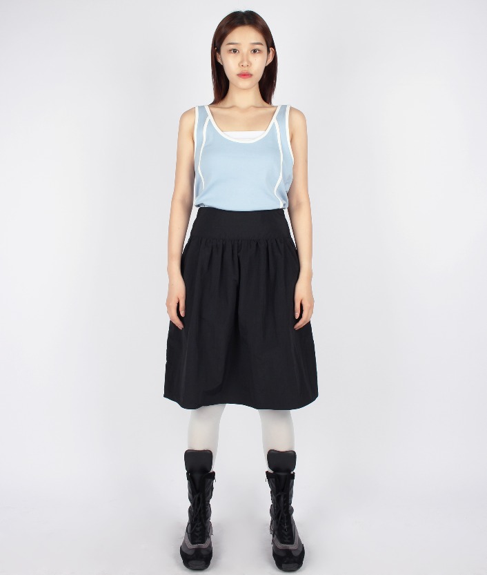 rain waist midi skirt (black)