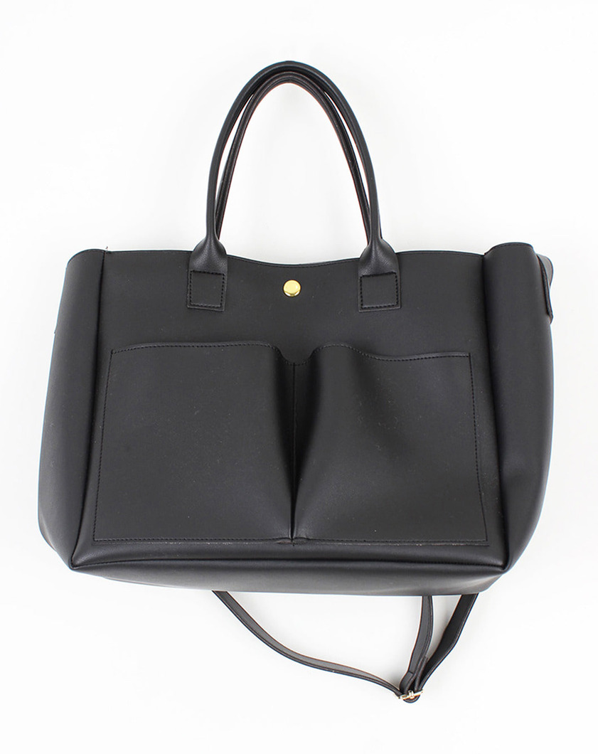 [HQ] mim leather pocket big bag (black)