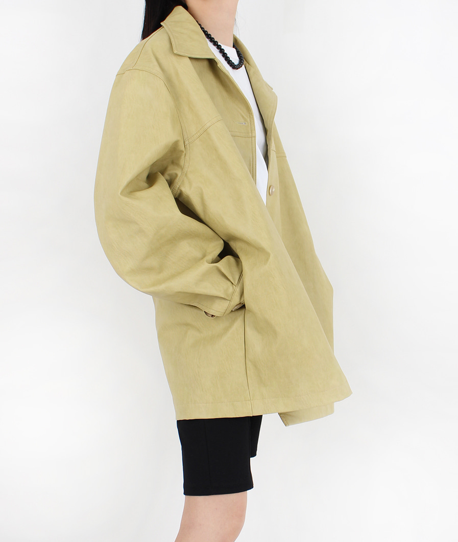 [HQ] old vintage color crack leather half jacket