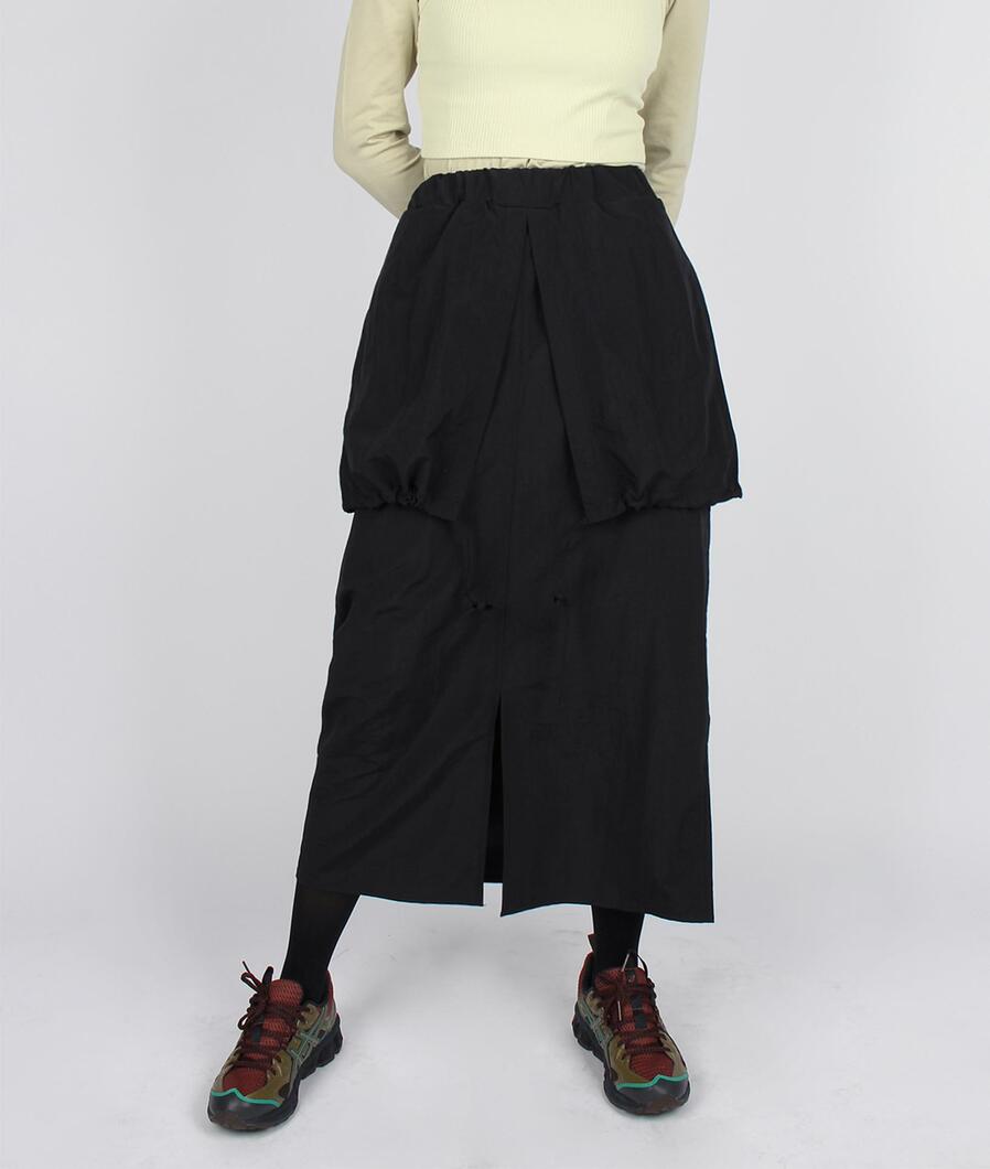 slit two layer point skirt (black)
