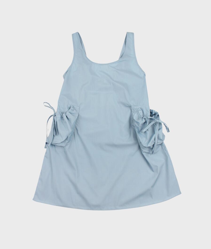 two pocket shirring dress (sky blue)