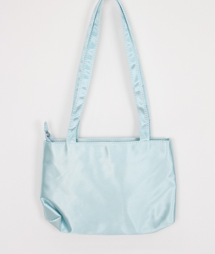 glossy satin mini tote bag (light mint)