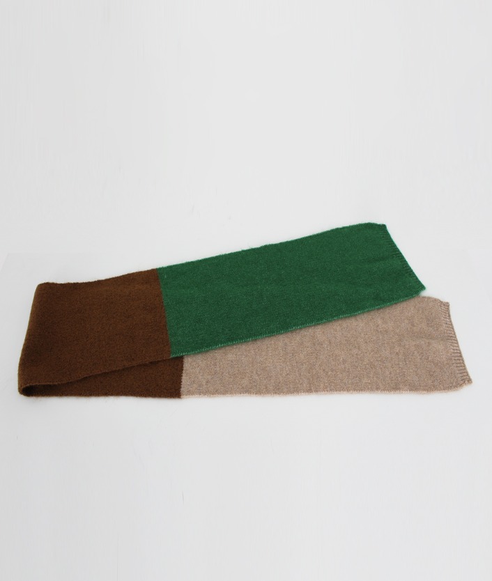 Color block knit muffler (brown)